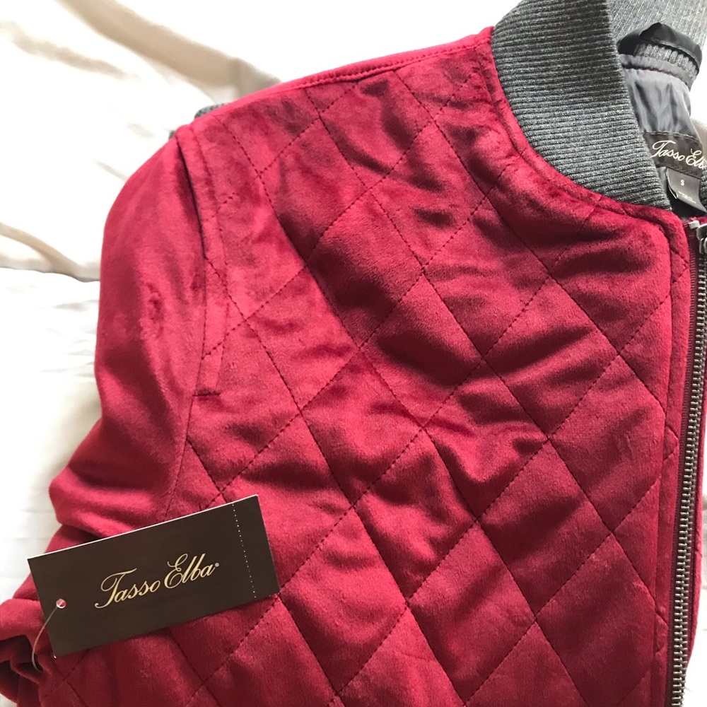Tasso Elba Quilted Velvet Bomber Jacket